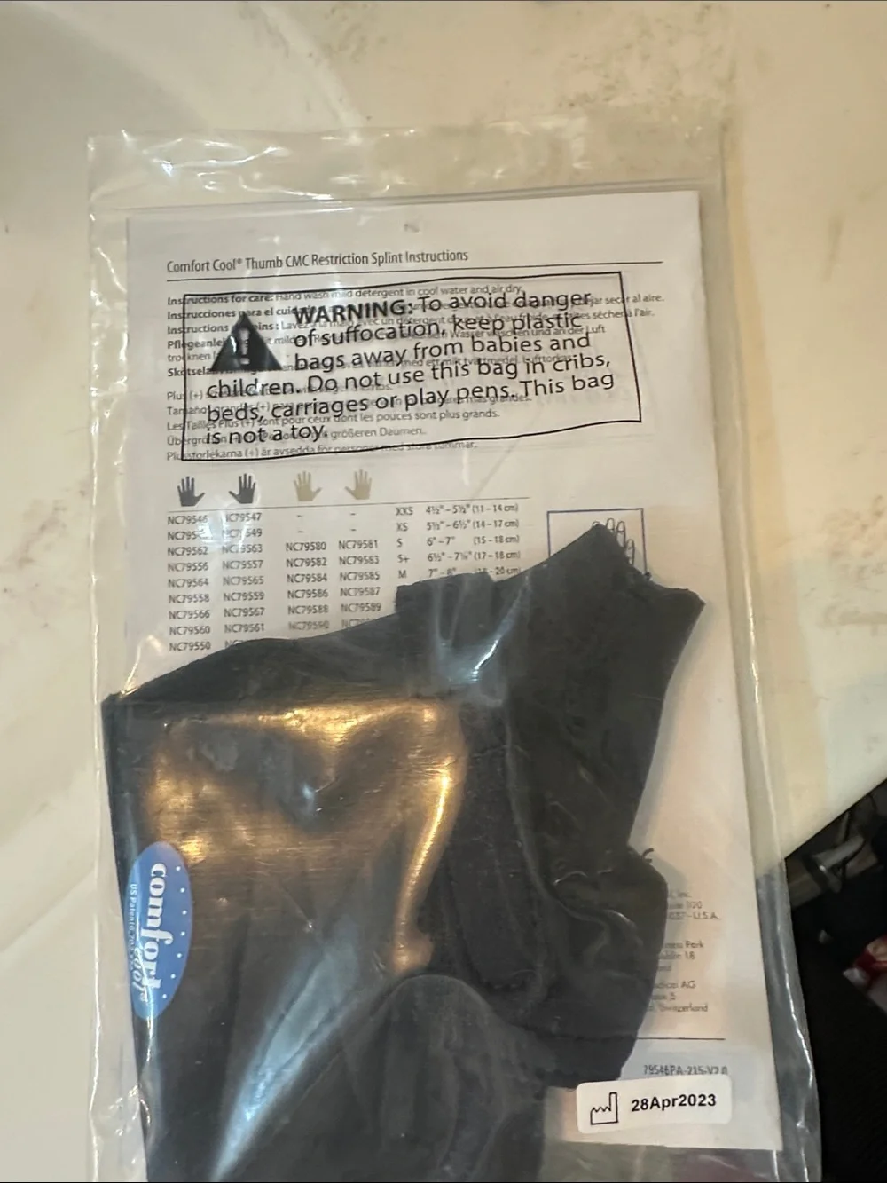 adidas Black Wrist/Thumb Support Brace